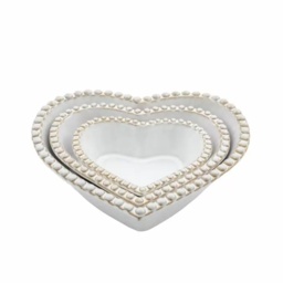 Beaded Heart Bowls Set of 3 - thumbnail 1