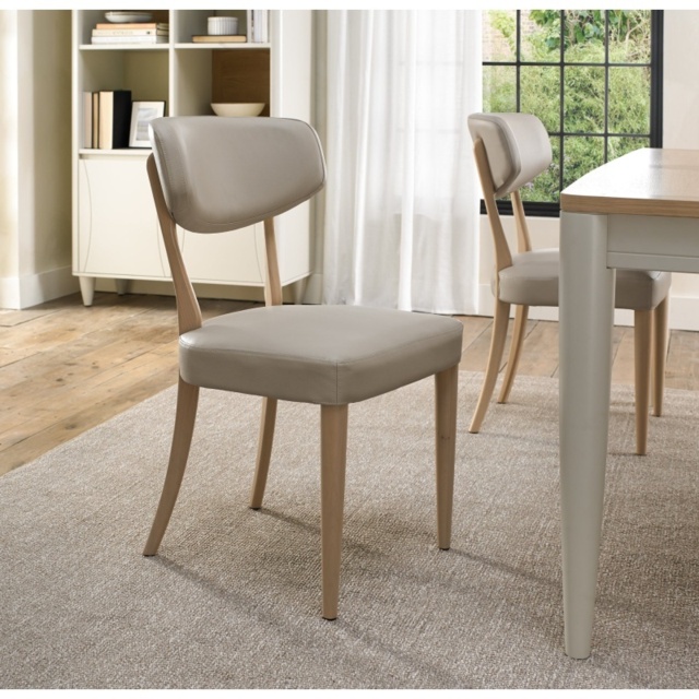 Delta Scandi Oak Upholstered Back Dining Chair - Ivory Bonded Leather Pair - image 1