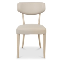 Delta Scandi Oak Upholstered Back Dining Chair - Ivory Bonded Leather Pair - thumbnail 3