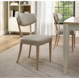 Delta Scandi Oak Upholstered Back Dining Chair - Ivory Bonded Leather Pair - thumbnail 1
