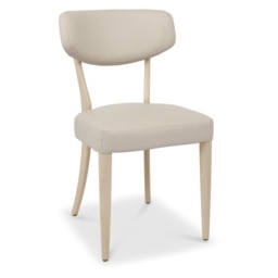 Delta Scandi Oak Upholstered Back Dining Chair - Ivory Bonded Leather Pair - thumbnail 2