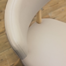 Delta Scandi Oak Upholstered Back Dining Chair - Ivory Bonded Leather Pair - thumbnail 5