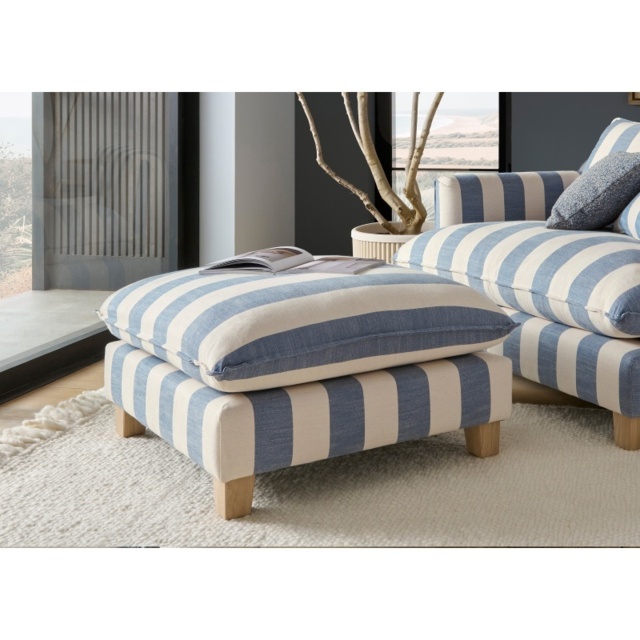 Vogue Williams Howth Footstool - Coastal Stripe - Feather Wraped Foam - image 1