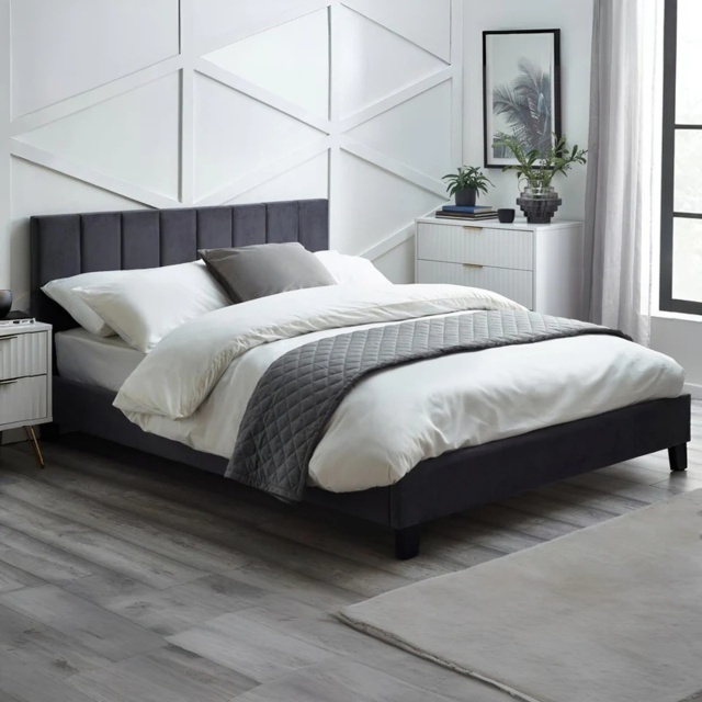 Julian Bowen Rosa Velvet Bed In A Box - Grey - 135cm Double - image 1