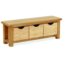 Ascot Rustic Oak Bench With Baskets - thumbnail 2