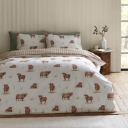 Catherine Lansfield Angus Highland Cow Duvet Set - Natural - Double - thumbnail 1