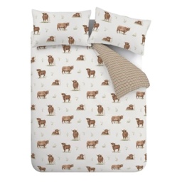 Catherine Lansfield Angus Highland Cow Duvet Set - Natural - Double - thumbnail 5