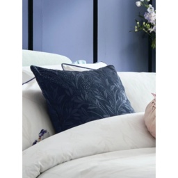 Laura Ashley Barley Embossed Cushion Midnight 50cm - Navy - thumbnail 1