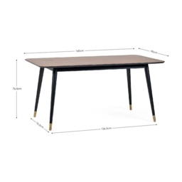 Julian Bowen Findlay Rectangular Dining Table - Walnut and Black - thumbnail 3