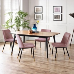 Julian Bowen Findlay Rectangular Dining Table - Walnut and Black - thumbnail 2