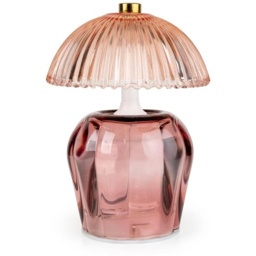 Candlelight Vintage Ridged Glass LED Table Lamp - Pink - thumbnail 1