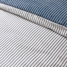 Catherine Lansfield Oxford Pinstripe Duvet Set - Navy - Double - thumbnail 4
