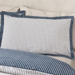 Catherine Lansfield Oxford Pinstripe Duvet Set - Navy - Double - thumbnail 3