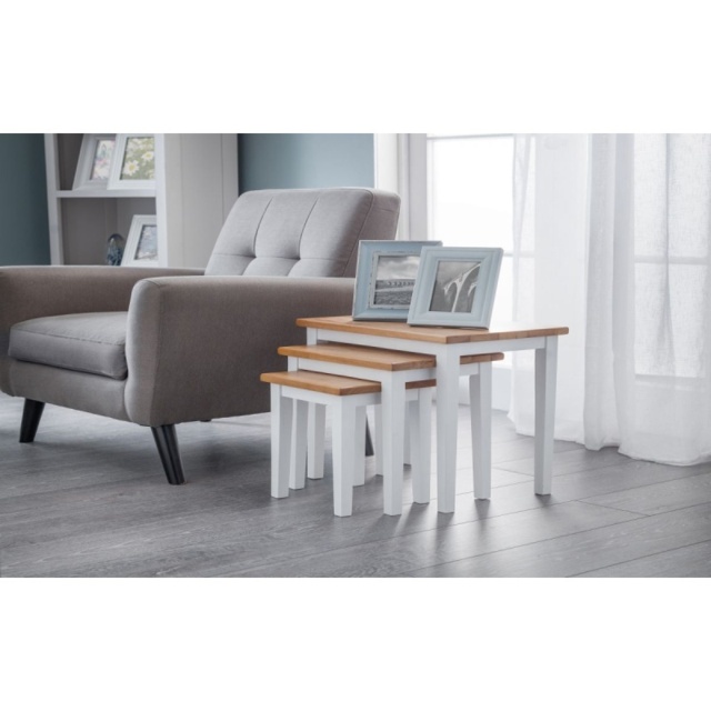 Julian Bowen Cleo Nest Of Tables - White / Natural Oak - image 1