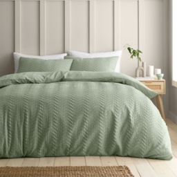 Catherine Lansfield Heatset Wave Duvet Set - Mint Green - Super King