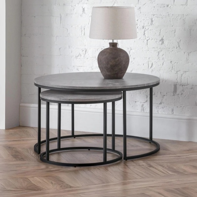 Julian Bowen Staten Round Concrete Round Nesting Coffee Table - image 1