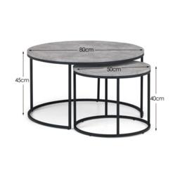 Julian Bowen Staten Round Concrete Round Nesting Coffee Table - thumbnail 6