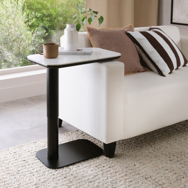 Sully Sintered Stone Gas Lift Adjustable Sofa Table - White - image 1