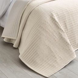 Catherine Lansfield Velvet Pinsonic Bedspread 220x220cm - Natural - thumbnail 3