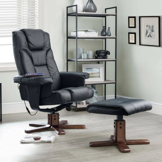 Julian Bowen Malmo Massage Recliner and Stool - Black
