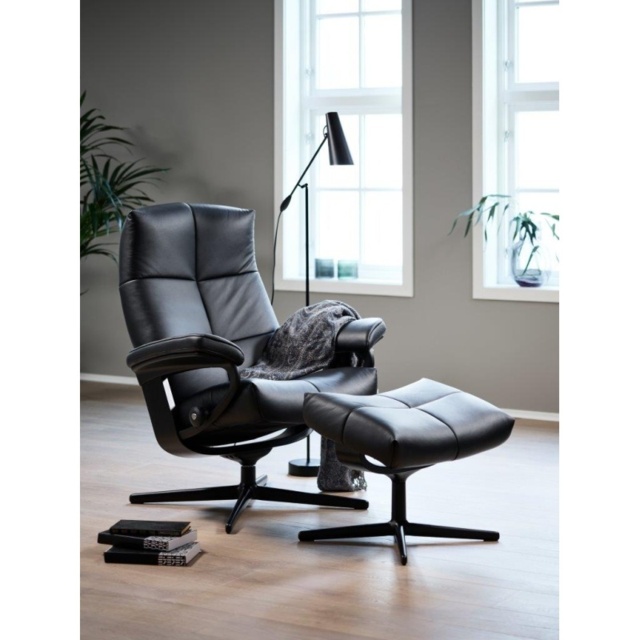 Stressless David Chair With Cross Base - Large - Noblesse Leather - With Footstool - image 1