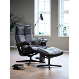 Stressless David Chair With Cross Base - Large - Noblesse Leather - With Footstool - thumbnail 1