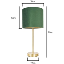 BHS Velvet Table Lamp - Green/Brass - thumbnail 2