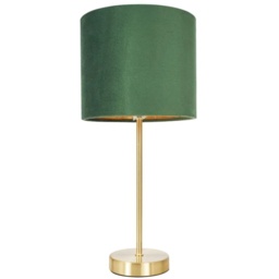 BHS Velvet Table Lamp - Green/Brass