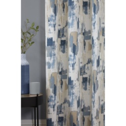 Sundour Bamford Abstact Lined Eyelet Curtains - Cobalt - W 90 x D 72 - thumbnail 3