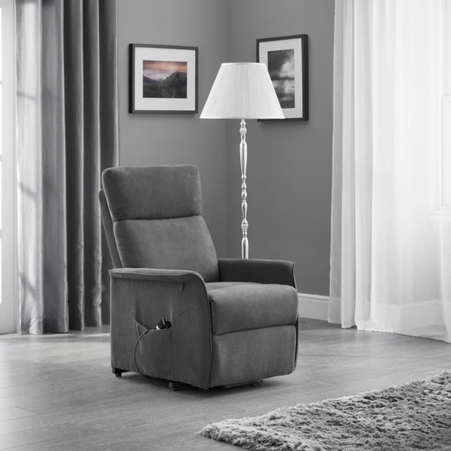 Julian Bowen Helena Rise and Recline Chair - Charcoal Fabric