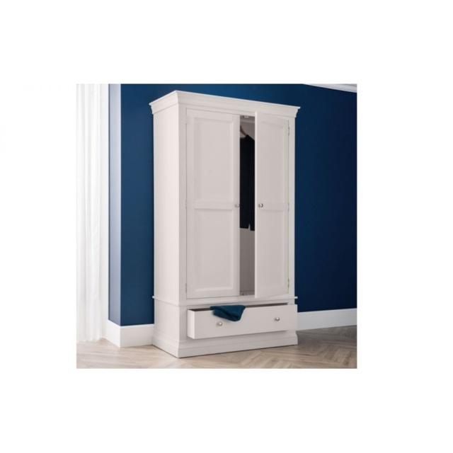 Julian Bowen Clermont 2 Door 1 Drawer Wardrobe - Light Grey - image 1