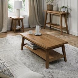 Brandon Rustic Oak Rectangular Coffee Table - thumbnail 3