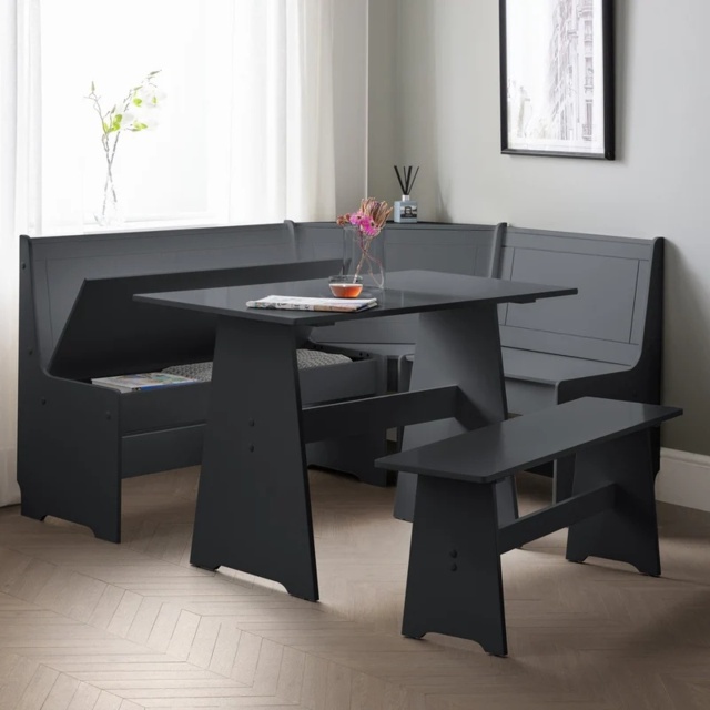 Julian Bowen Newport Corner Dining Set With Storage Bench - Anthracite - image 1