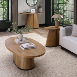 Kingston Rustic Oak Oval Coffee Table - thumbnail 3