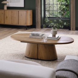 Kingston Rustic Oak Oval Coffee Table - thumbnail 1