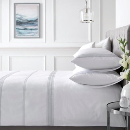 Appletree Boutique Embroidered Band White/ Silver Duvet Cover Set - Super King - thumbnail 1