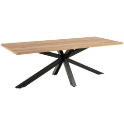 Heaven 220cm Dining Table - Oak Veneer With Matt Black Base - thumbnail 2