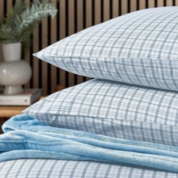 Helena Springfield Calico and Chalk Tranquil Check Duvet Set - Blue - Single - thumbnail 3