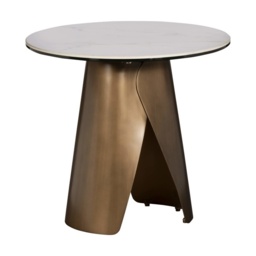 Davos Lamp Table - Brushed Bronze/White Marble - thumbnail 3