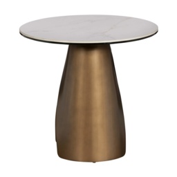Davos Lamp Table - Brushed Bronze/White Marble - thumbnail 4