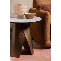 Davos Lamp Table - Brushed Bronze/White Marble