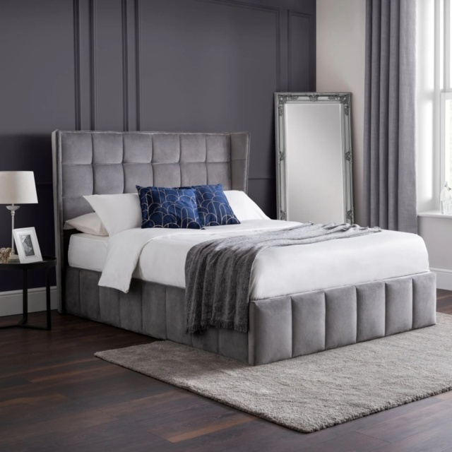Julian Bowen Gatsby Storage Ottoman Bed - Light Grey - 135cm Double - image 1