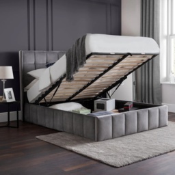 Julian Bowen Gatsby Storage Ottoman Bed - Light Grey - 135cm Double - thumbnail 2