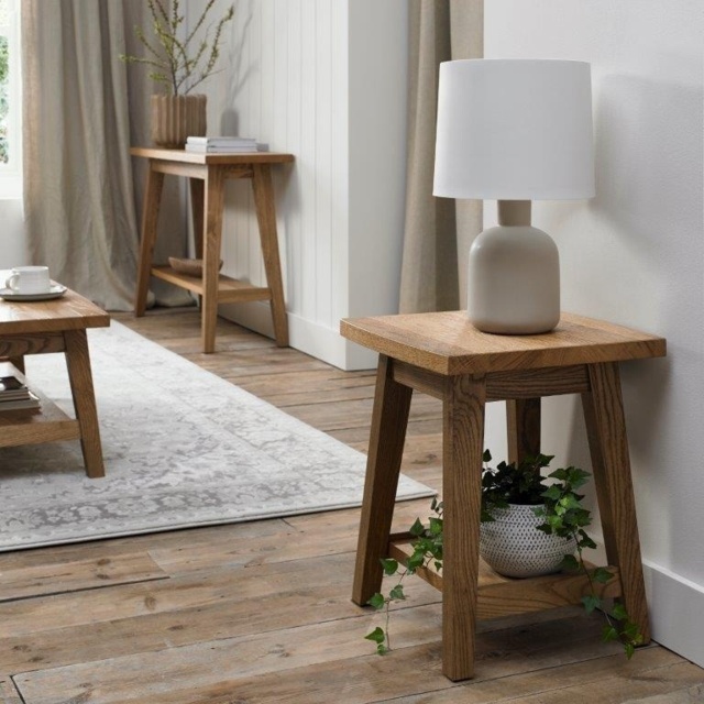 Brandon Rustic Oak Square Lamp Table - image 1