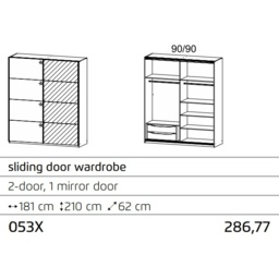 Stuttgart Soft Grey/Alpine White 181cm Wide Sliding Door Wardrobe - thumbnail 2