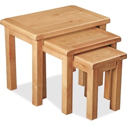 Ascot Rustic Oak Nest of Tables - thumbnail 2
