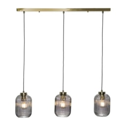 BHS Lyna 3 Light Bar Ceiling Pendant Light - Smoke/Satin Brass