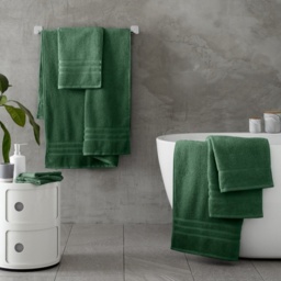 Catherine Lansfield Zero Twist Towels - Dark Green - Face Cloth - thumbnail 2