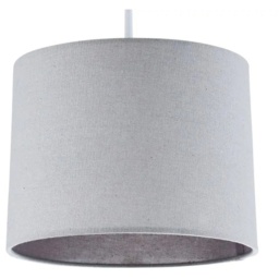 BHS Mira Easy Fit Linen Light Shade 25cm - Grey - thumbnail 1