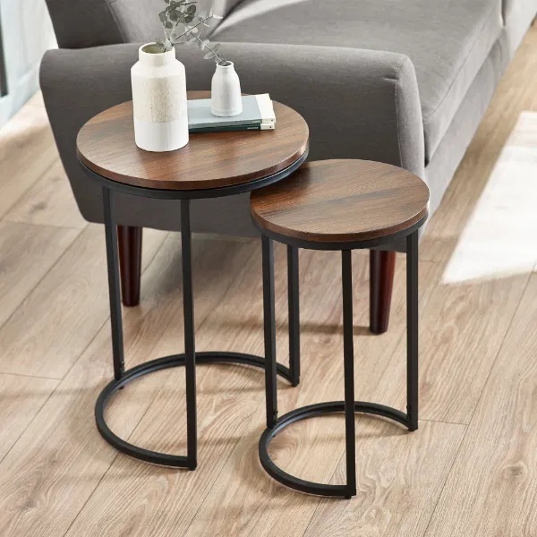 Julian Bowen Tribeca Round Nesting Side Tables - Walnut - image 1